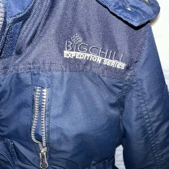 Big Chill Expedition Series Navy Blue Winter Parka Jacket Faux Fur Lined